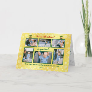 Cartes Pour Fêtes Annuelles 6 Photos Collage Cute Elégant Golden Personnalisé