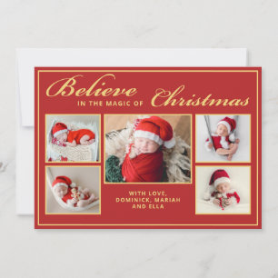 Cartes Pour Fêtes Annuelles 6 photos croient en Noël magique famille rouge