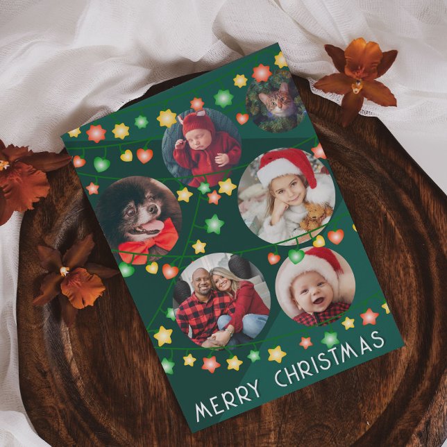 Cartes Pour Fêtes Annuelles 6 Photos Pour Personnaliser Joyeux Feux De Noël (Créateur téléchargé)