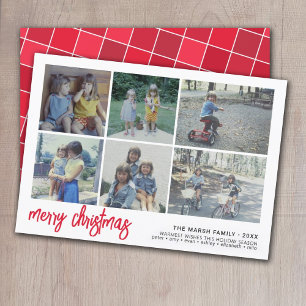 Cartes Pour Fêtes Annuelles 6 Script photo Joyeux Noël - Carreaux à la frontiè