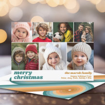 7 Collage photo - Joyeux Noël Retro Line Art