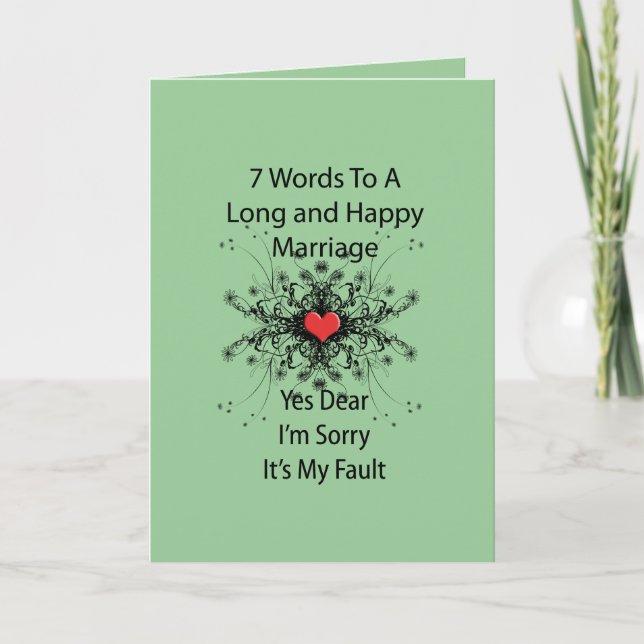 Cartes Pour Fêtes Annuelles 7 Mots À Un Mariage Long (Devant)