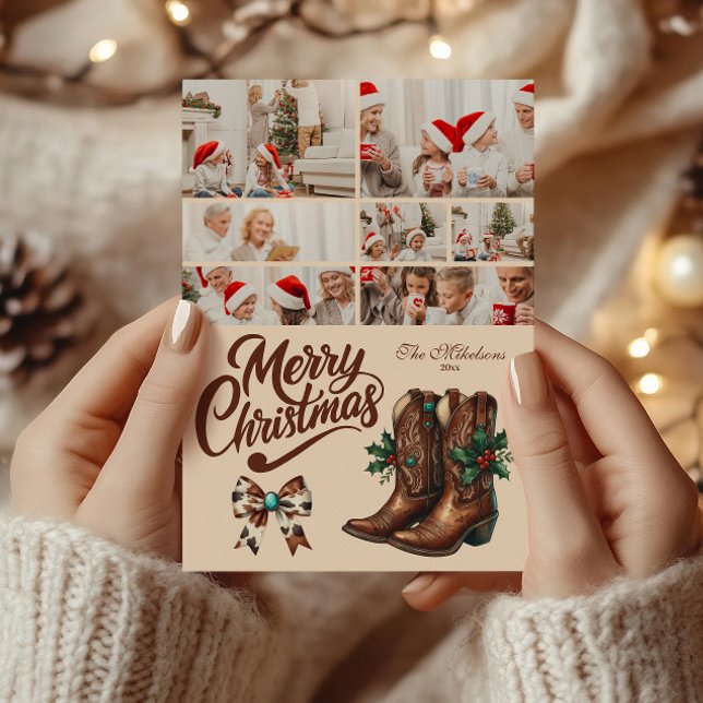 Cartes Pour Fêtes Annuelles 7 Photo Western Bow & Boots Christmas (Créateur téléchargé)