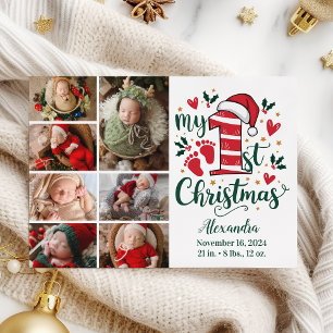 Cartes Pour Fêtes Annuelles 7 Sucre de canne photo Bébé 1er Noël