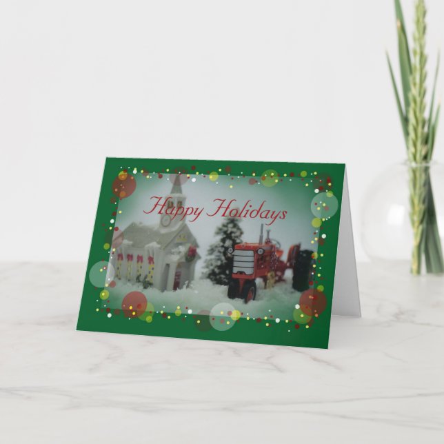 Cartes Pour Fêtes Annuelles 7 tracteurs de jouet à Noël (Devant)
