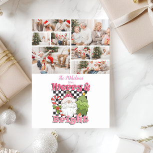 Cartes Pour Fêtes Annuelles 8 À damiers photo Joyeux et Joyeux Noël