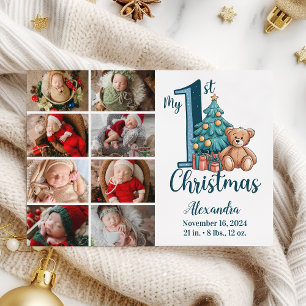 Cartes Pour Fêtes Annuelles 8 Photo Blue Teddy Baby 1er Noël