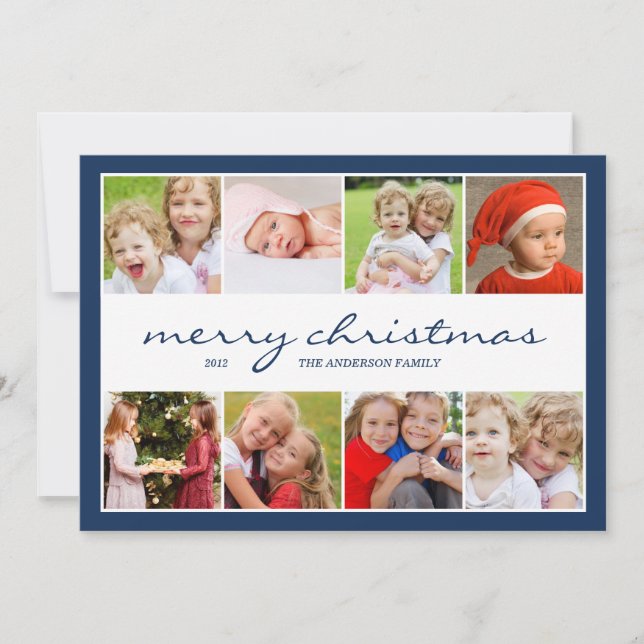 Cartes Pour Fêtes Annuelles 8 Photo Collage de vacances Photocard - Marine (Devant)