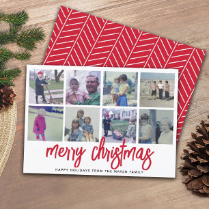 Cartes Pour Fêtes Annuelles 8 Photo Collage - Motif Rouge Joyeux Noël