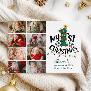 Cartes Pour Fêtes Annuelles 8 Photo Feux d'arbre de Noël Premier Noël