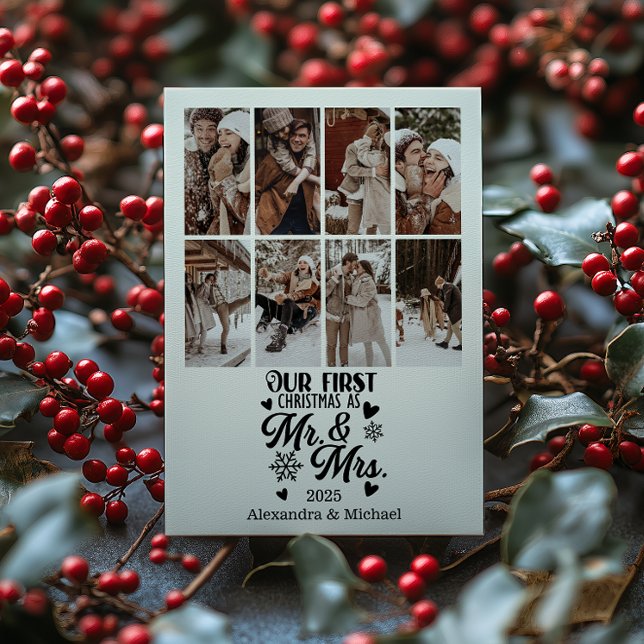 Cartes Pour Fêtes Annuelles 8 Photo Snowflakes Christmas Mr and Mrs  (Créateur téléchargé)