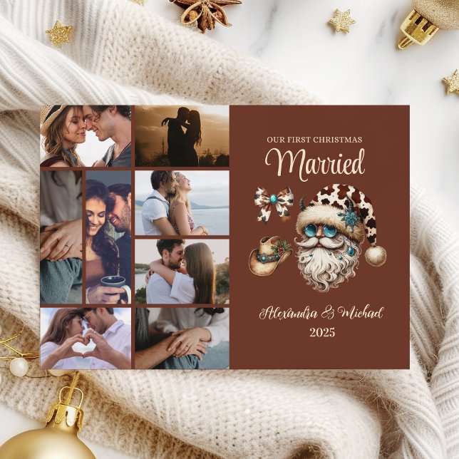 Cartes Pour Fêtes Annuelles 8 Photo Western First Christmas Married (Créateur téléchargé)
