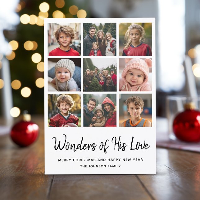Cartes Pour Fêtes Annuelles 9 Multi Photo Noël - Merveilles de son amour (9 Photo Christian Christmas Card)