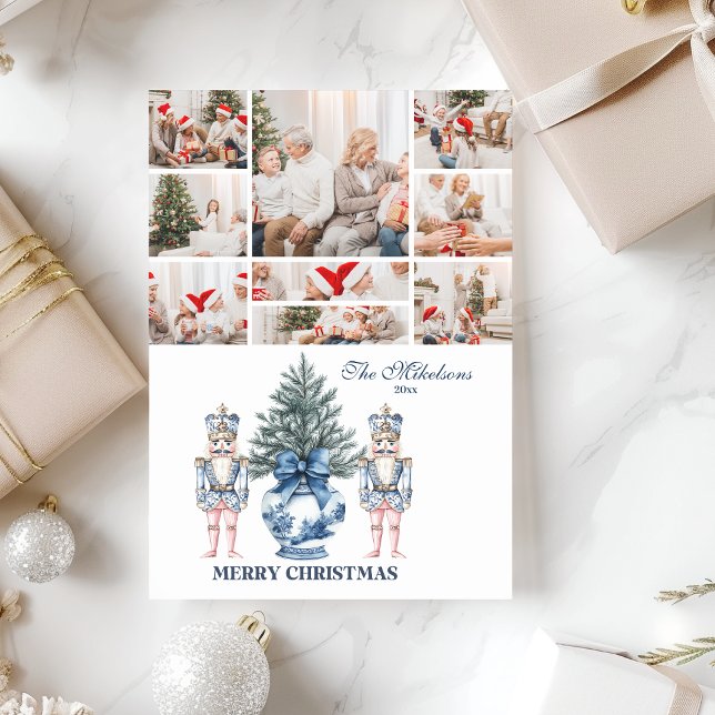Cartes Pour Fêtes Annuelles 9 Photo Blue Chinoiserie Nutcracker Christmas (Créateur téléchargé)