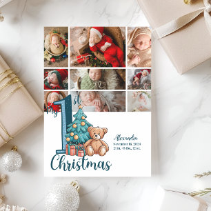 Cartes Pour Fêtes Annuelles 9 Photo Blue Teddy Baby 1er Noël