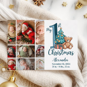 Cartes Pour Fêtes Annuelles 9 Photo Blue Teddy Baby 1er Noël
