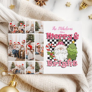 Cartes Pour Fêtes Annuelles 9 Photo Carreaux Merry & Bright Noël