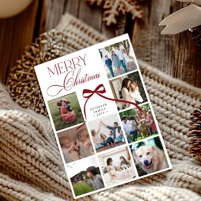 Cartes Pour Fêtes Annuelles 9 photo collage élégant script Joyeux Noël (Créateur téléchargé)