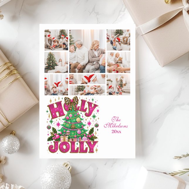Cartes Pour Fêtes Annuelles 9 Photo Parties scintillant Leopard Bow Holly Joll (Créateur téléchargé)