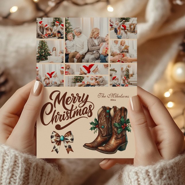 Cartes Pour Fêtes Annuelles 9 Photo Western Bow & Boots Noël (Créateur téléchargé)
