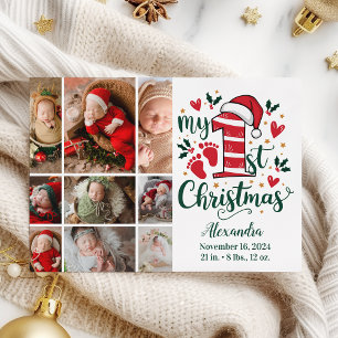 Cartes Pour Fêtes Annuelles 9 Sucre de canne photo Bébé 1er Noël