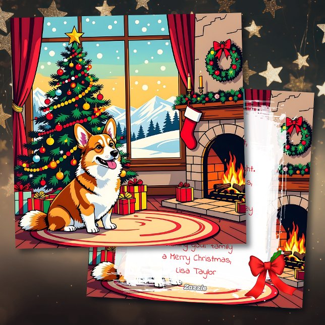 Cartes Pour Fêtes Annuelles A Cute Corgi Christmas Personalized (Créateur téléchargé)