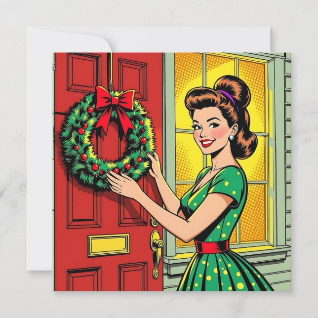 Cartes Pour Fêtes Annuelles A Cute Mid-Century Nostalgic Feeling Christmas  (Devant)