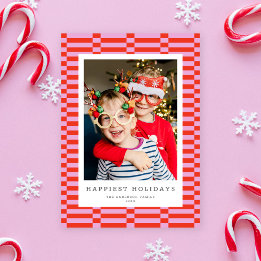 Cartes Pour Fêtes Annuelles À damiers amusant Couleur personnalisable 1 PINK p