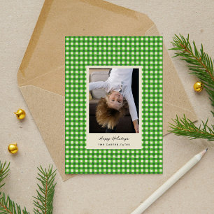 Cartes Pour Fêtes Annuelles À damiers photo vert jouant à la main