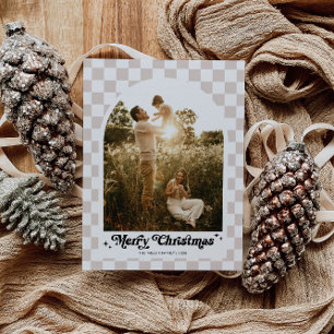 Cartes Pour Fêtes Annuelles à damiers Retro Family Arch Photo