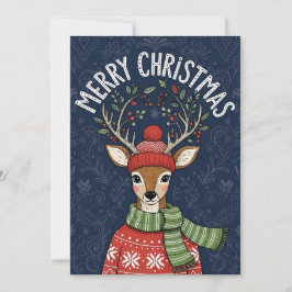 Cartes Pour Fêtes Annuelles A festive Christmas card featuring a cute deer 