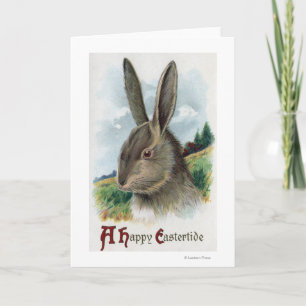 Cartes Pour Fêtes Annuelles A Happy EastertideGray Rabbit Scene