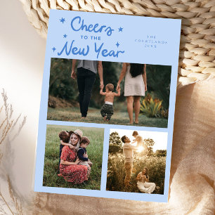 Cartes Pour Fêtes Annuelles À la nouvelle année Bleu glacé Multi Photo
