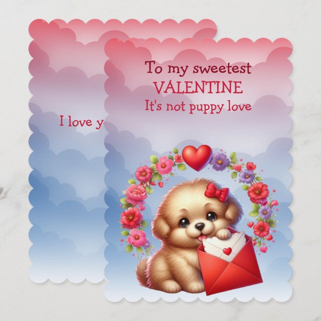 Cartes Pour Fêtes Annuelles À mon amour doux Valentine Puppy (Devant / Derrière)