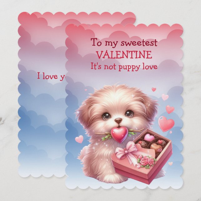 Cartes Pour Fêtes Annuelles À mon amour doux Valentine Puppy (Devant / Derrière)
