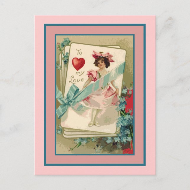 Cartes Pour Fêtes Annuelles À mon amour Vieux mode Victorien Valentine (Devant)