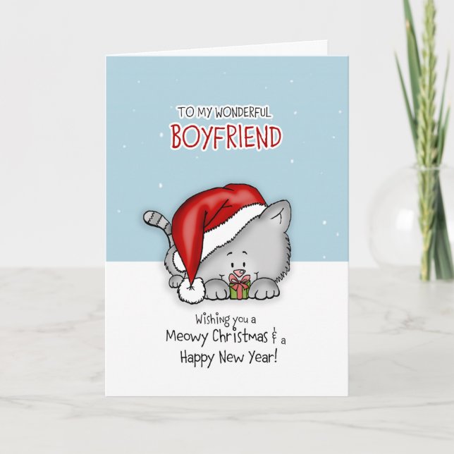 Cartes Pour Fêtes Annuelles À mon merveilleux petit ami - Chat Christmascard (Devant)