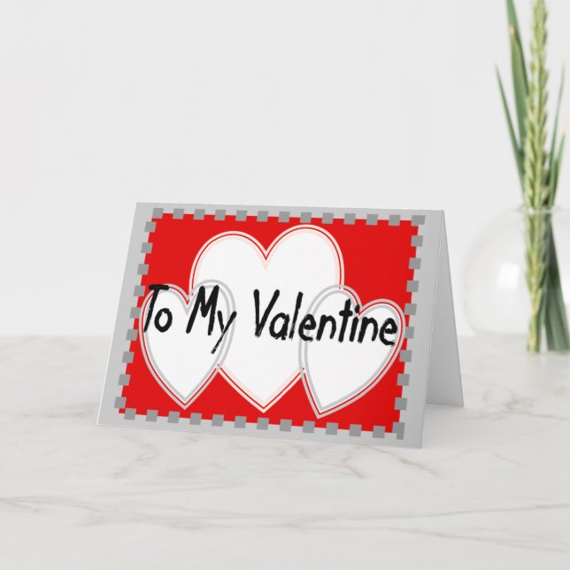 Cartes Pour Fêtes Annuelles À mon Valentine 3 coeurs blancs (Devant)
