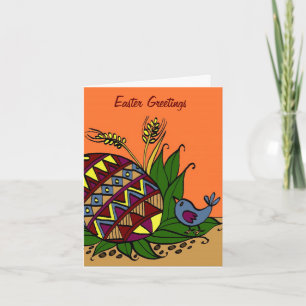 Cartes Pour Fêtes Annuelles A Pysanka et Bird Ukrainian Folk Art