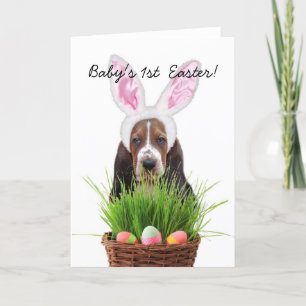 Cartes Pour Fêtes Annuelles Ă?re Pâques Basset Hound du bébé