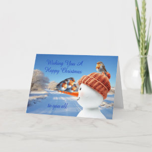 Cartes Pour Fêtes Annuelles À vous tous Robins et Snowman Noël