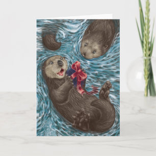 Cartes Pour Fêtes Annuelles A West Coast Christmas: Otters
