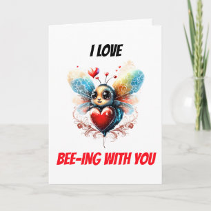Cartes Pour Fêtes Annuelles Abeille   J'aime l'abeille avec toi, la jolie abei