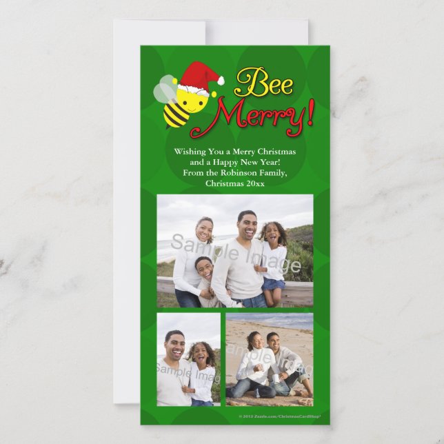 Cartes Pour Fêtes Annuelles Abeille joyeuse, vacances mignonnes de bourdon (Devant)