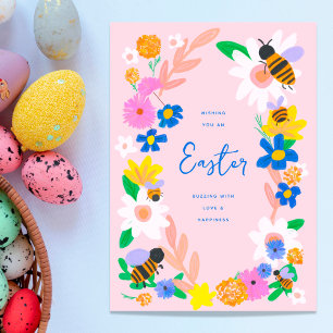 Cartes Pour Fêtes Annuelles Abeilles du jardin fleuri Pâques