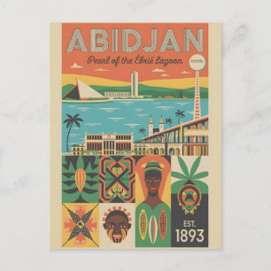 Cartes Pour Fêtes Annuelles Abidjan Côte d'Ivoire Affiche d'art de voyage rétr