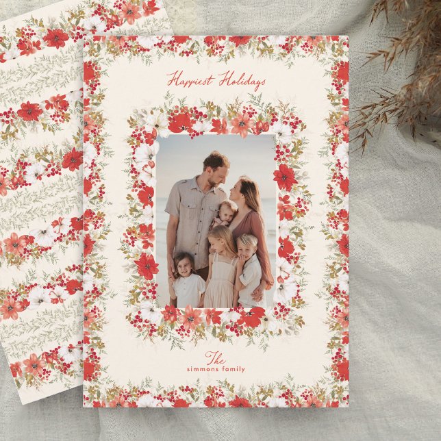 Cartes Pour Fêtes Annuelles abondance de noël cadre photo feuillage élégant (Créateur téléchargé)