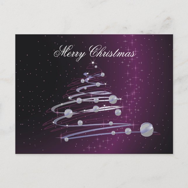Cartes Pour Fêtes Annuelles Abstract Christmas Tree On Purple Postcard (Devant)