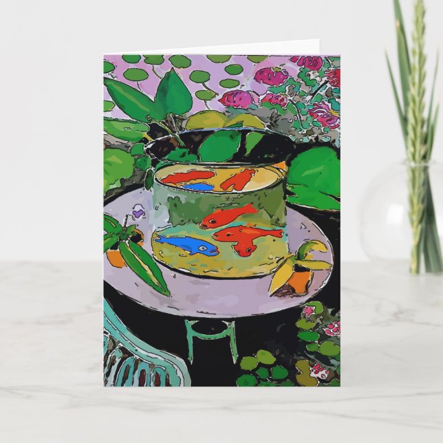 Cartes Pour Fêtes Annuelles Abstrait de poisson rouge comique (Devant)