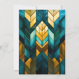 Cartes Pour Fêtes Annuelles Abstrait Géométrique Moderne Élégant Or Sarcelle